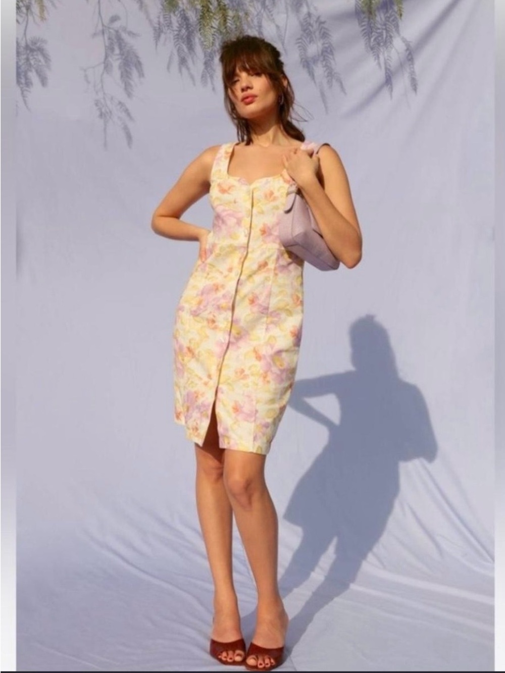 Rouje Emiliane Floral Mini Dress in Lilac and Yellow